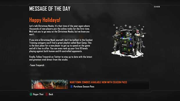 Black Ops 2: Treyarch asks you to go easy on 'Xmas Noobs