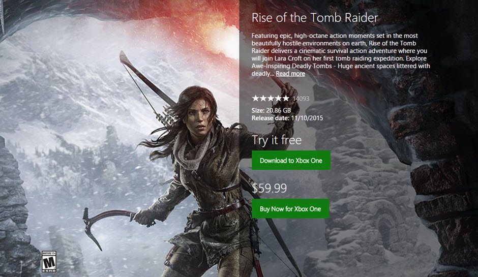Rise of the Tomb Raider - Xbox Store