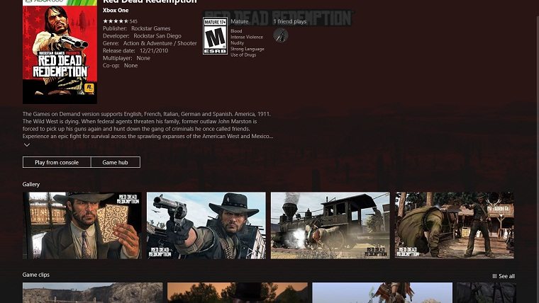 red dead redemption xbox store