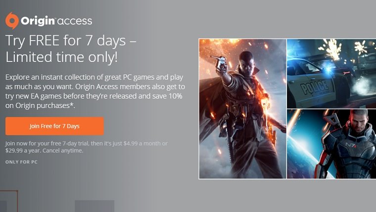 EA Origin Access free trial limited time