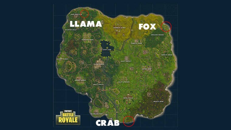 A Llama A Fox And Crab Fortnite Fortnite Battle Royale Llama Fox Crab Locations Attack Of The Fanboy