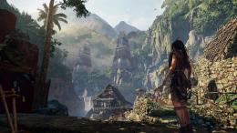 Lara in an ancient village