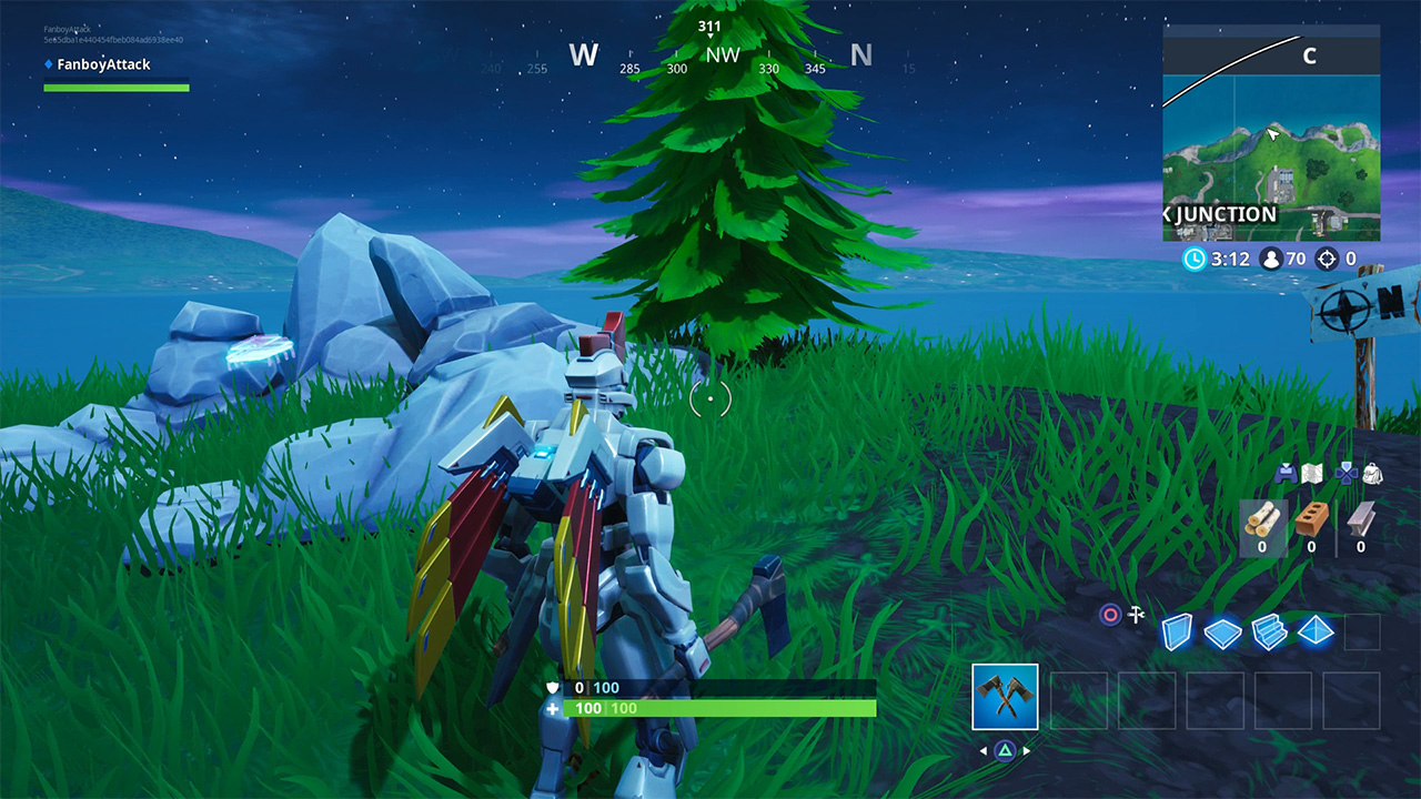 fortnite fortbyte 32 accesible by wearing kyo pet back bling at the northern most point attack of the fanboy - fortnite temporada 9 fortbytes mapa