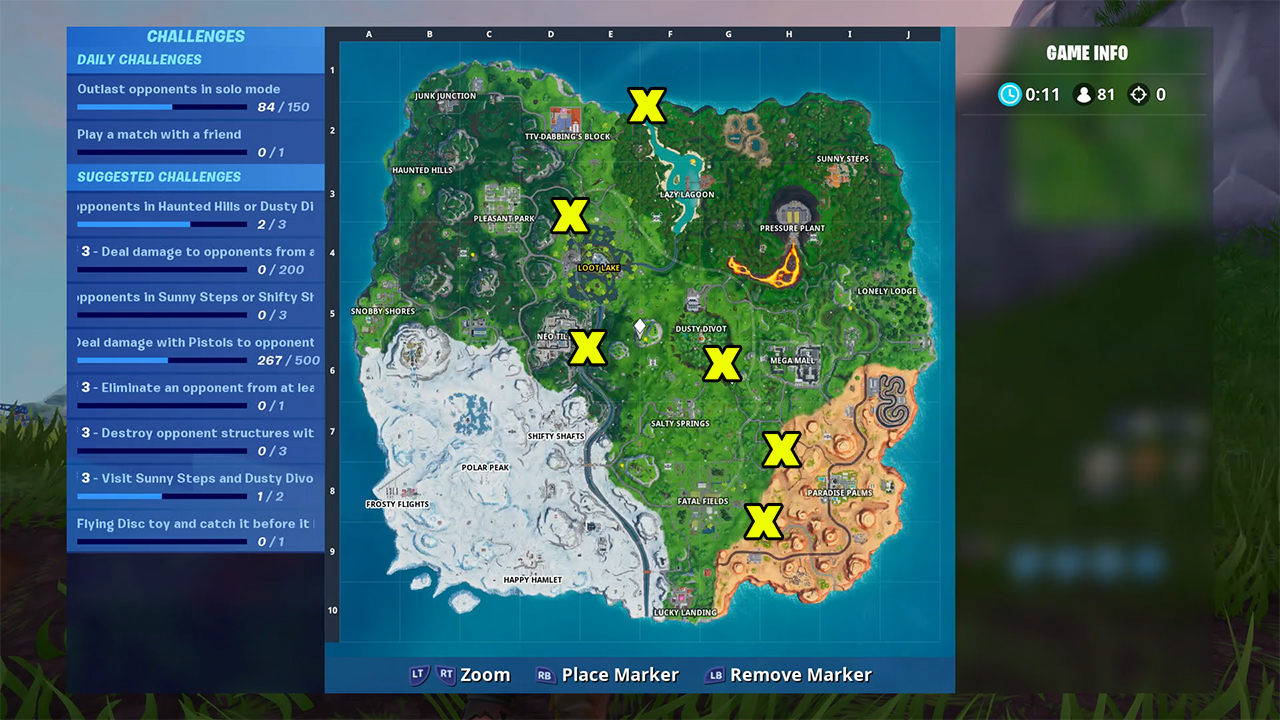 Fortnite 14 Days of Summer Challenge -- Dance at Beach Party Locations ...