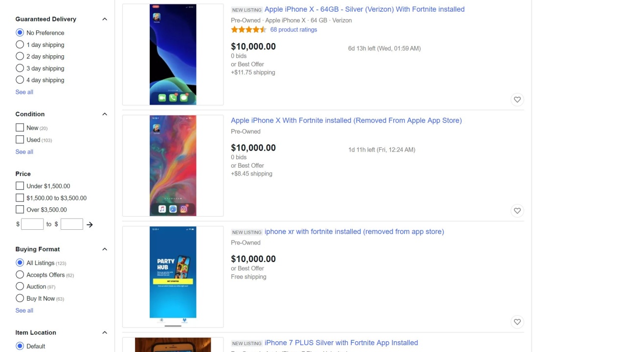 Iphones With Fortnite Installed Are Being Listed For Insane Prices On Ebay Attack Of The Fanboy - expensive roblox accounts for sale ebay