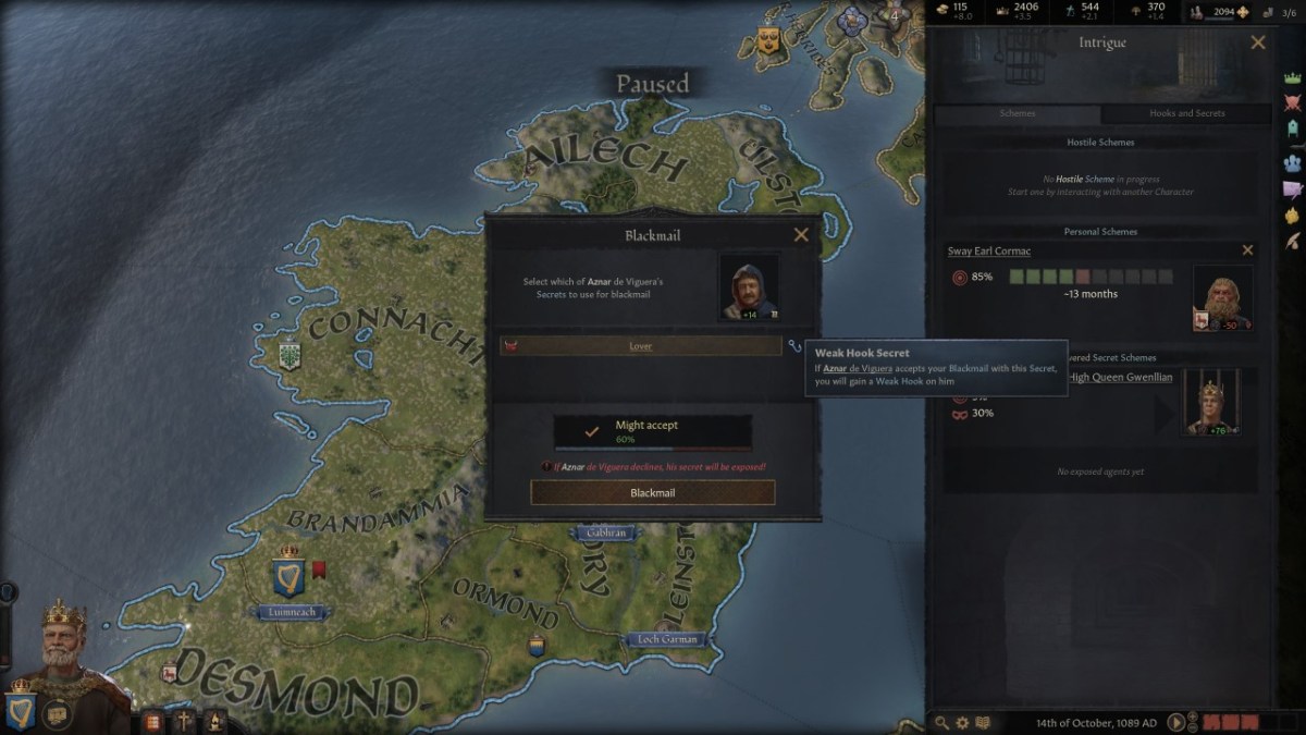 Crusader Kings 3 - What are Schemes and Hooks