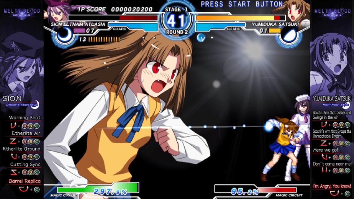 screenshot of melty blood actress again current code