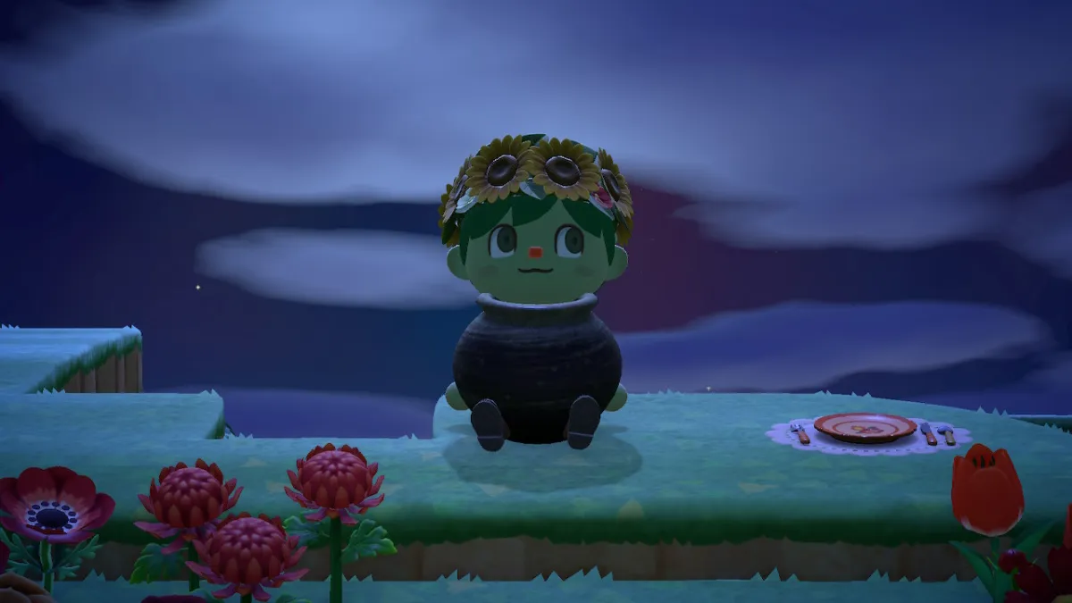 Example of glitching into items in Animal Crossing New Horizons