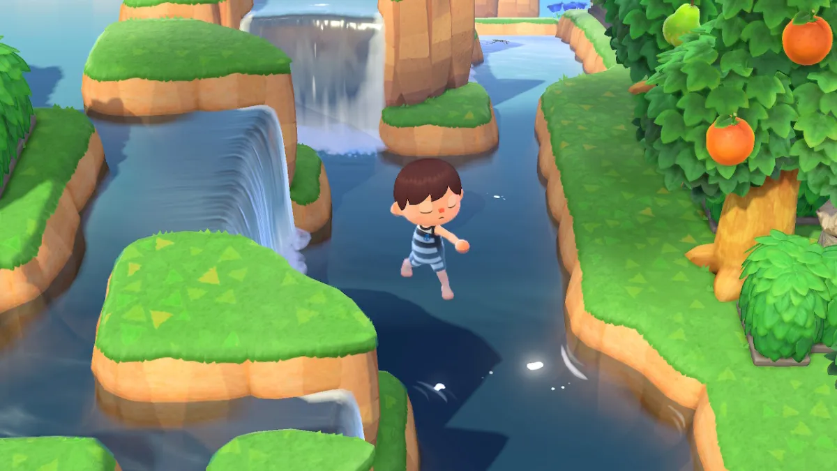 Example of glitching into water in animal crossing new horizons