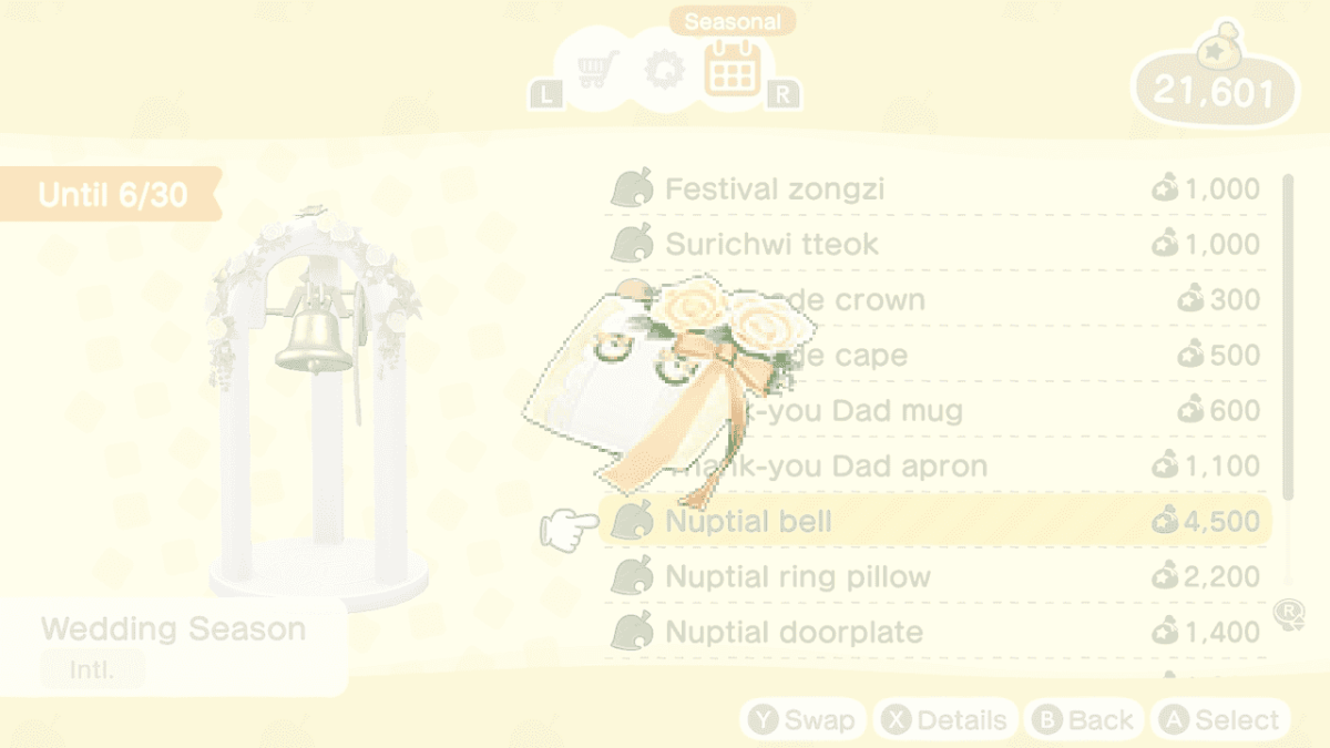 nuptial ring pillow in animal crossing new horizons