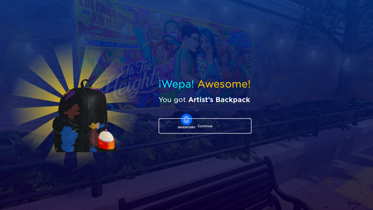 Roblox In the Heights Event How to Get Artist's Backpack All