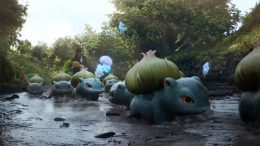 Live-action bulbasaurs in Detective Pikachu.
