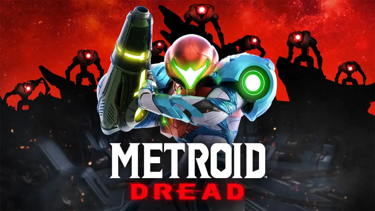 Samus on the cover of Metroid Dread