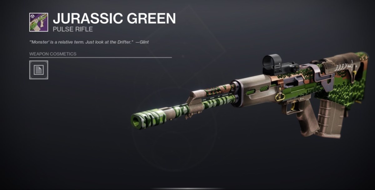 The new pulse rifle in Destiny 2, Jurrasic Green