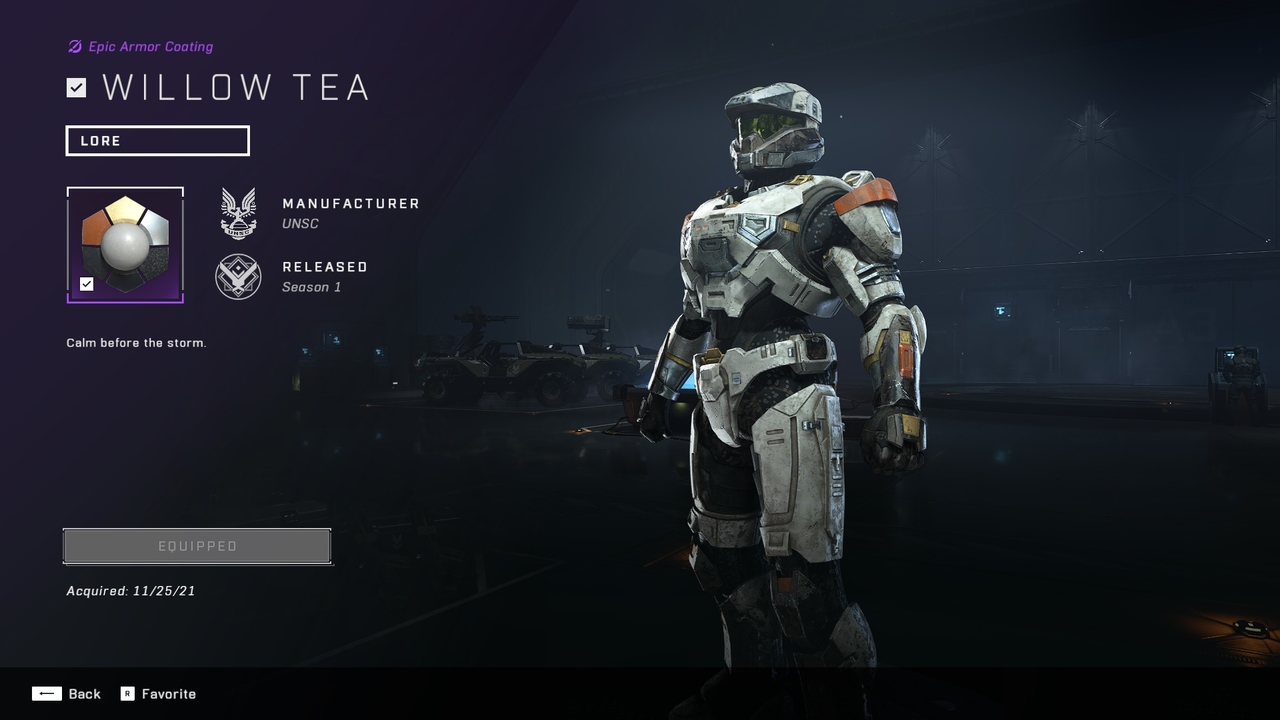 Halo Infinite Willow Tea armor coating screenshot