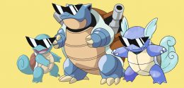 Squirtle and evolutions with sunglasses