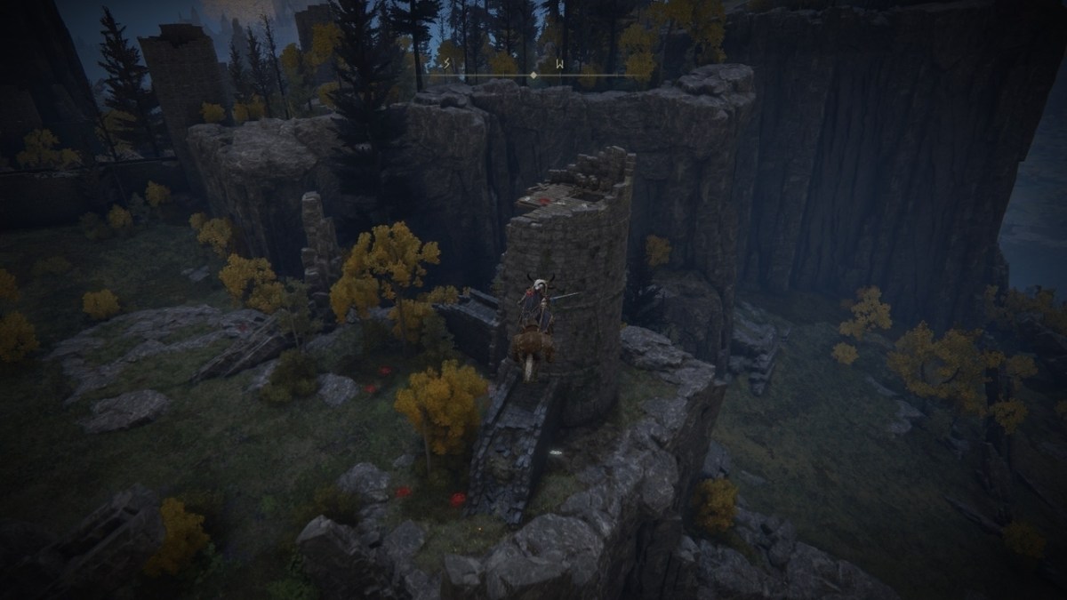Elden Ring Screenshot depicting the location of the Frenzy Flaming Tower in Liurnia