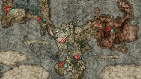 Elden Ring Evergaol Locations Where To Find All Evergaol Bosses   Elden Ring Southern Map 470x265 