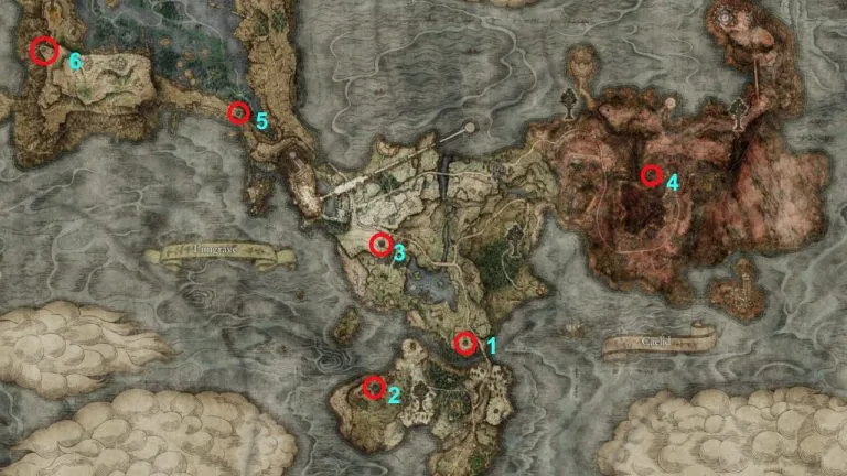 Elden Ring Evergaol Locations Where To Find All Evergaol Bosses   Elden Ring Southern Map 768x432 