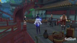 An Genshin Impact screenshot depicting the tea house stage
