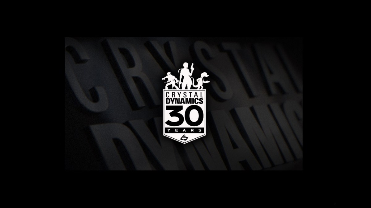 An image showing the new Crystal Dynamics Logo, featuring Raziel, Lara and Gex