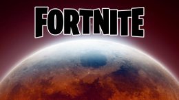 The top of planet similar to Earth, with an eery red sky surrounding it. A teaser for Fortnite Chapter 4