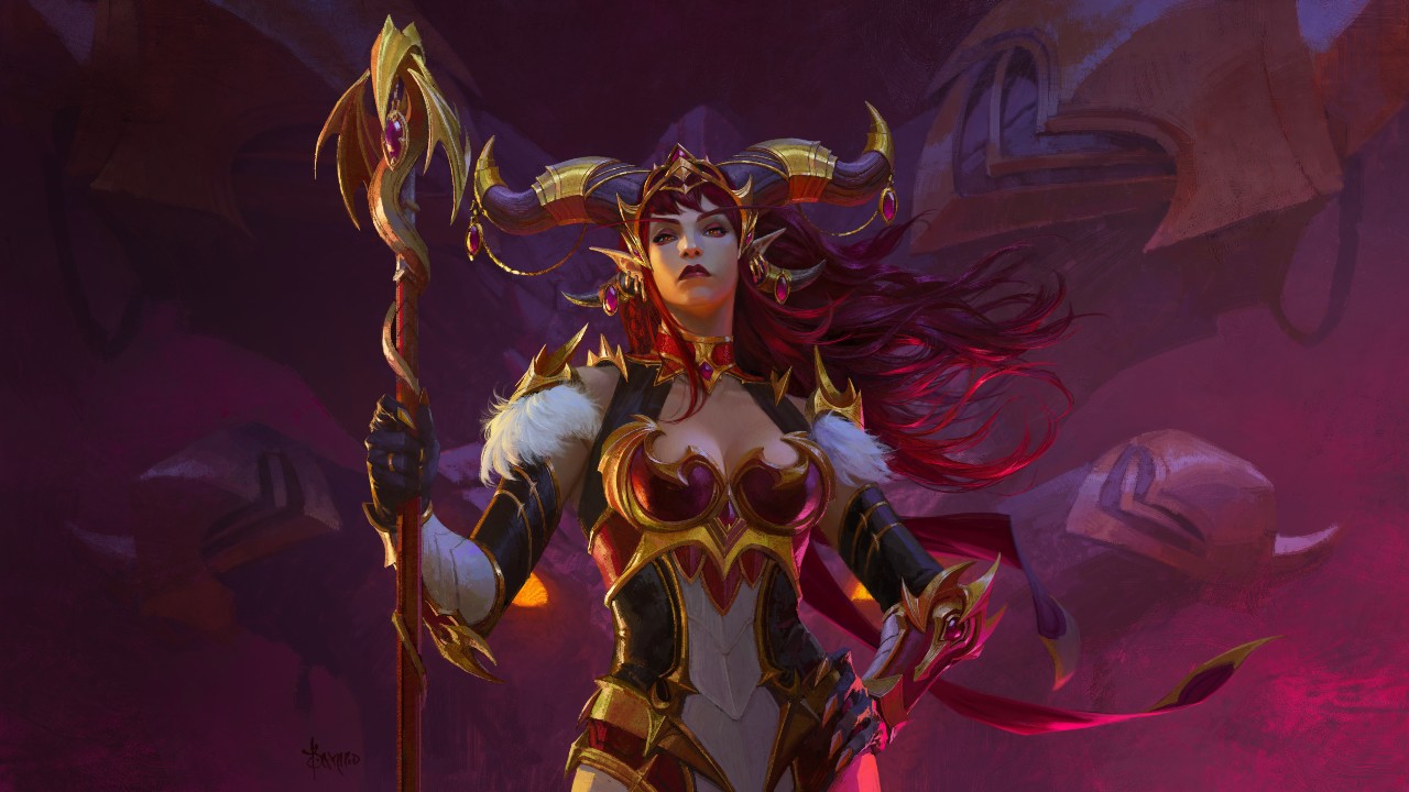 Alexstrasza from World of Warcraft: Dragonflight - both in her Visage and Dragon form