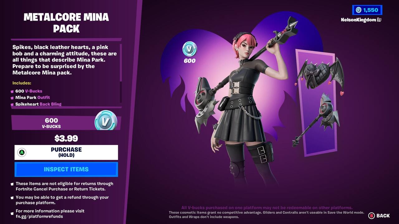 Fortnite Is The Metalcore Mina Pack Worth It Attack Of The Fanboy 5141