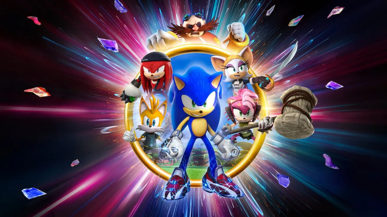 Sonic Prime's cast, featuring Sonic, Eggman, Knuckles, Tails, Amy and Rouge