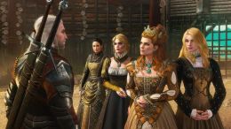Geralt with the women characters in Witcher 3