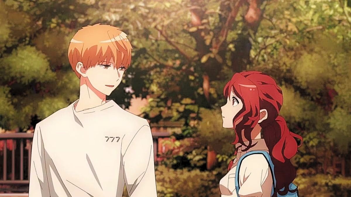 Romantic Killer screencap of Anzu and the male lead looking at one another