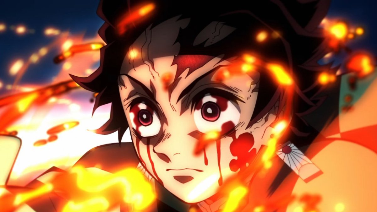 Tanjiro`s eyes bleeding while he fights