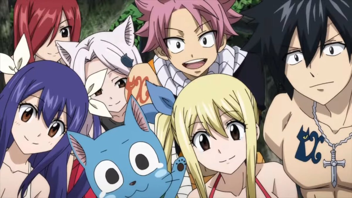 Fairy Tail guild members art with seven characters present.