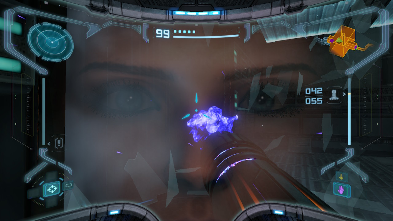Metroid-Prime-Remastered-Scanning-Samus-Reflection