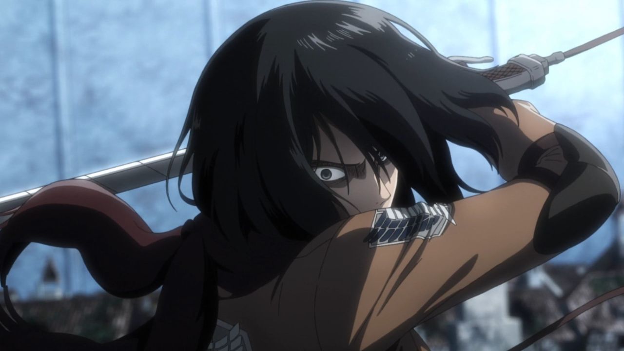 Mikasa fighting a titan