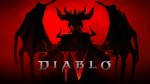 The title 'DIABLO IV' in front of a silhouette of Lilith, a demon from the game
