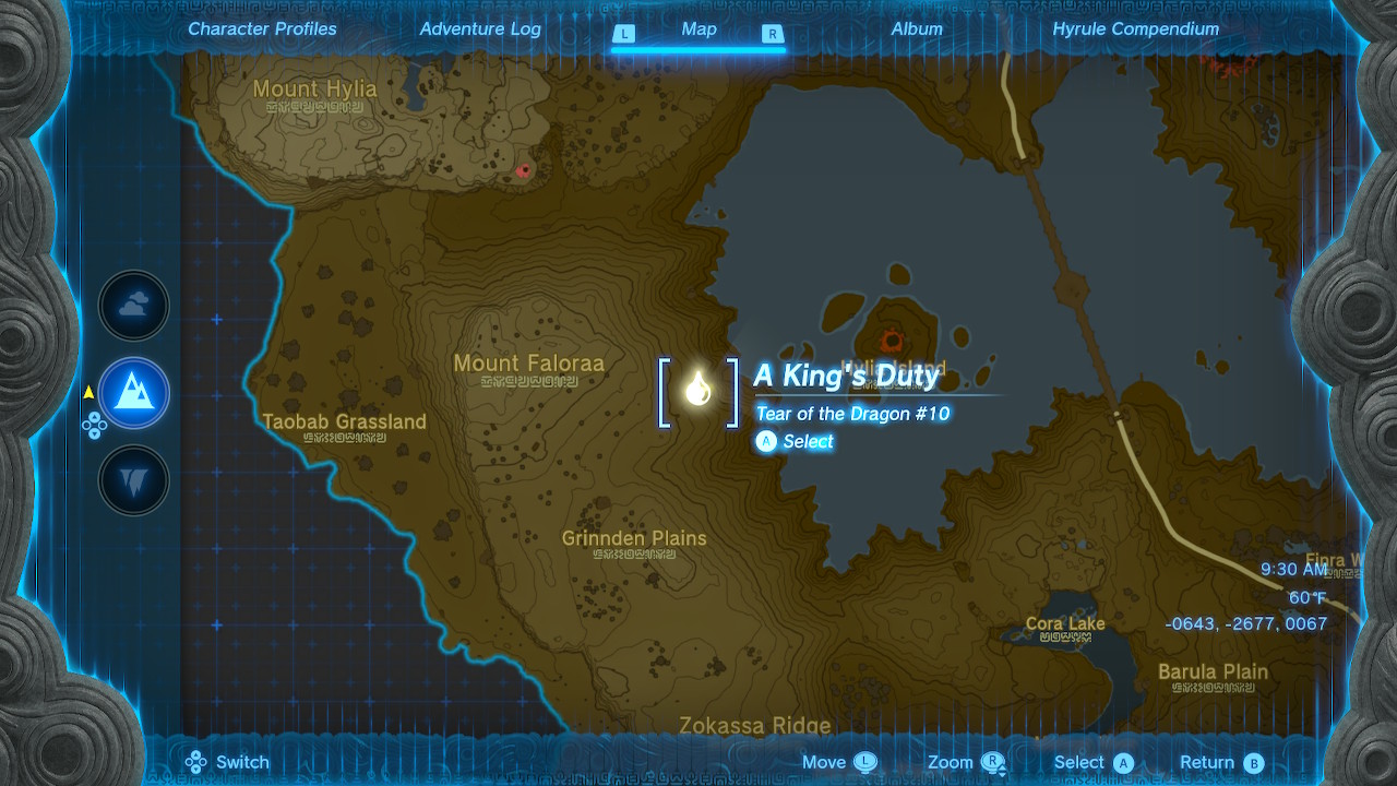 Zelda-Tears-of-the-Kingdom-Lake-Hylia-Dragon-Tear-Location-Map
