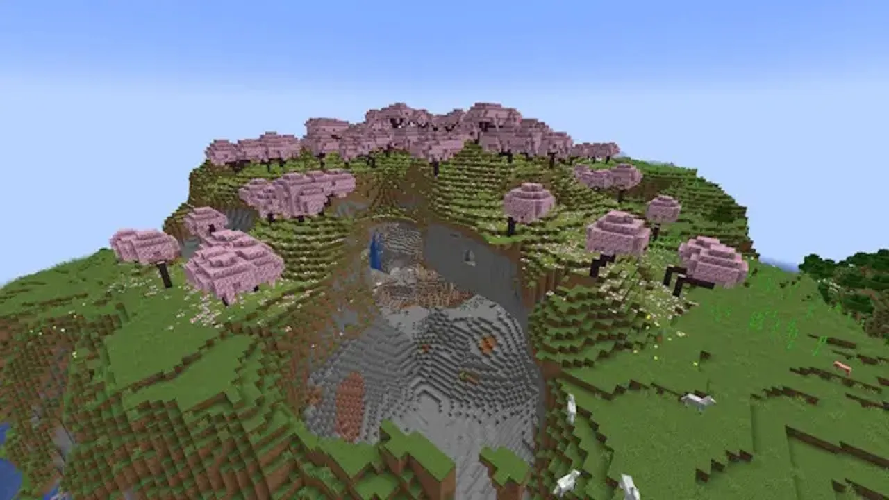 Minecraft-1.20-Cherry-Tree-Dripstone-Cave