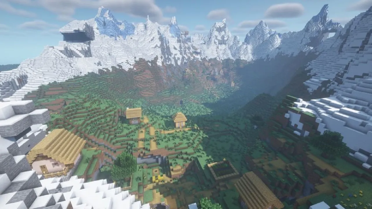 Minecraft-1.20-Mountain-Valley-Villages