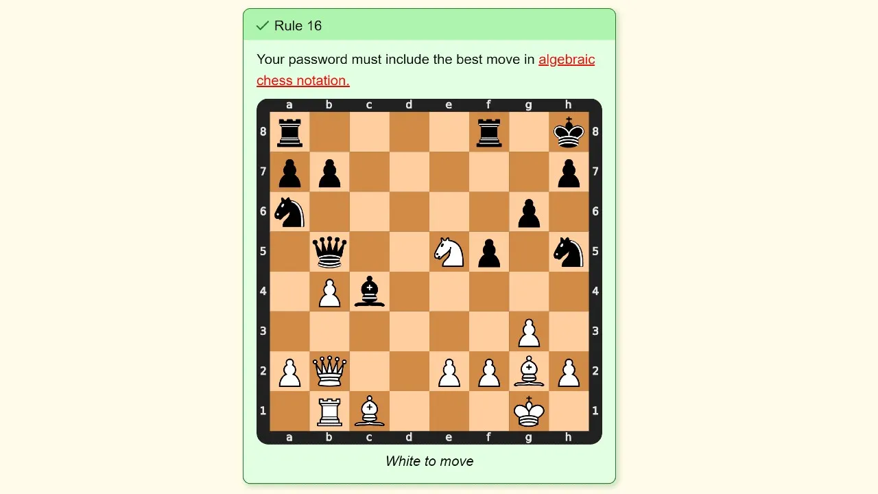 Password Game Rule 16: Best Move In Algebraic Chess Notation | Attack ...