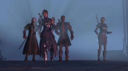 Image showing Baldur's Gate 3 characters all standing in front of a foggy mist in the background.