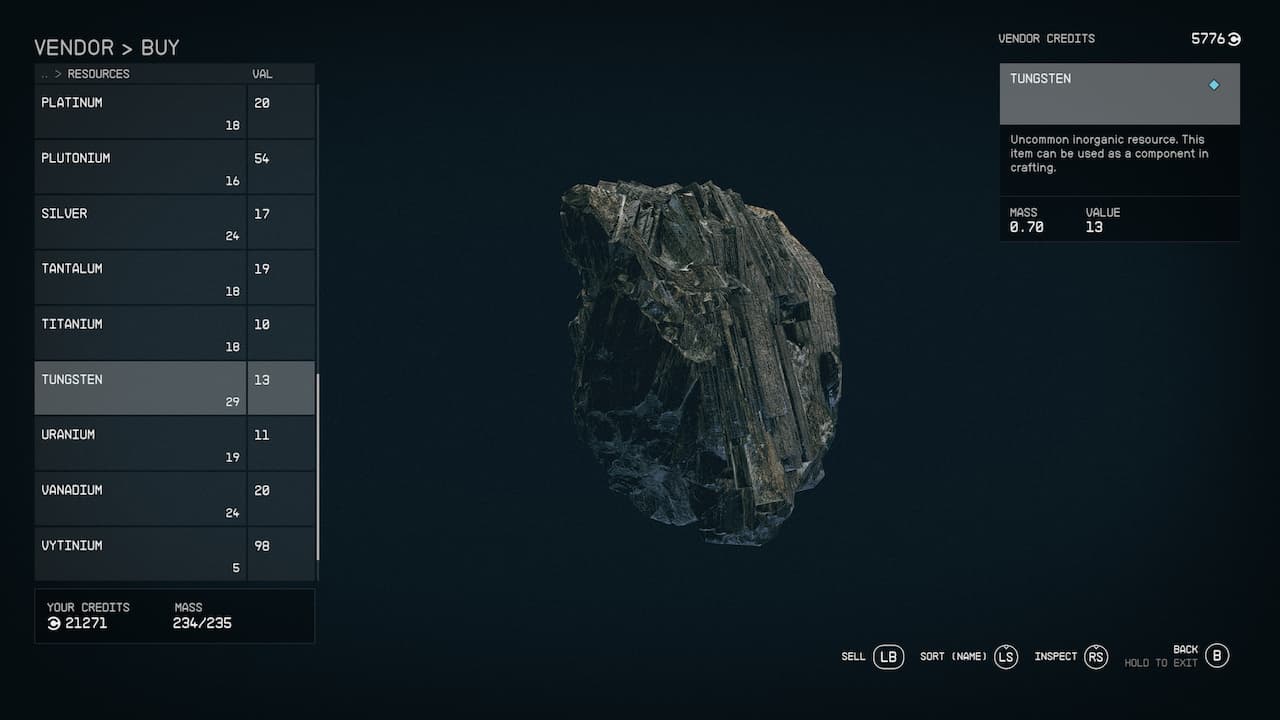 Starfield Tungsten Locations Best & Vendor Locations for