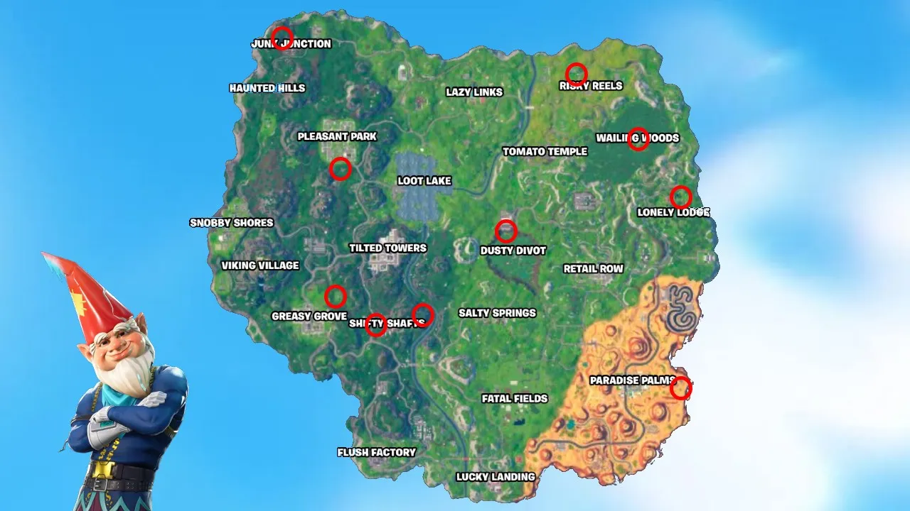 All Hidden Gnome Locations in Fortnite OG Attack of the Fanboy