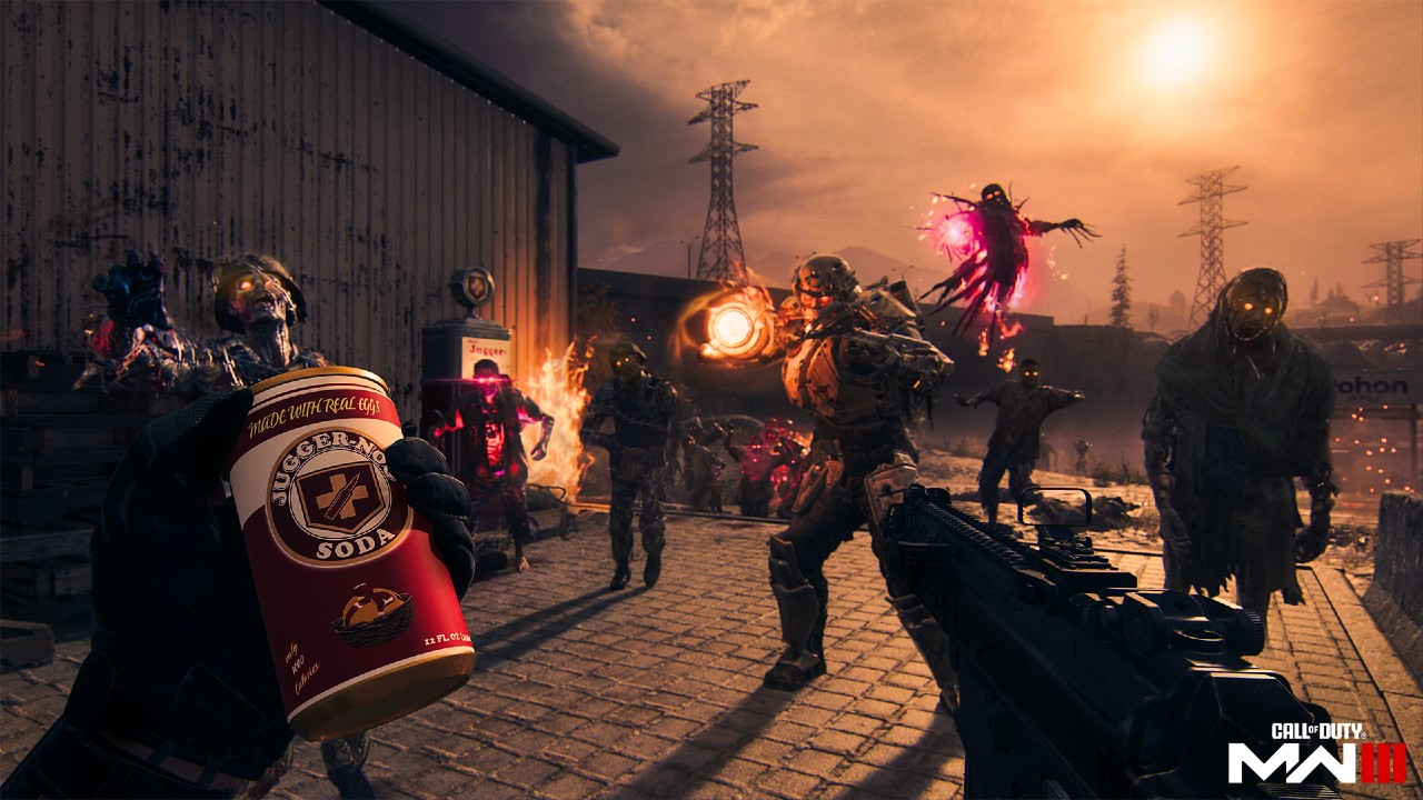 Drinking a Jugger-Nog in front of a horde of zombies in Modern Warfare Zombies