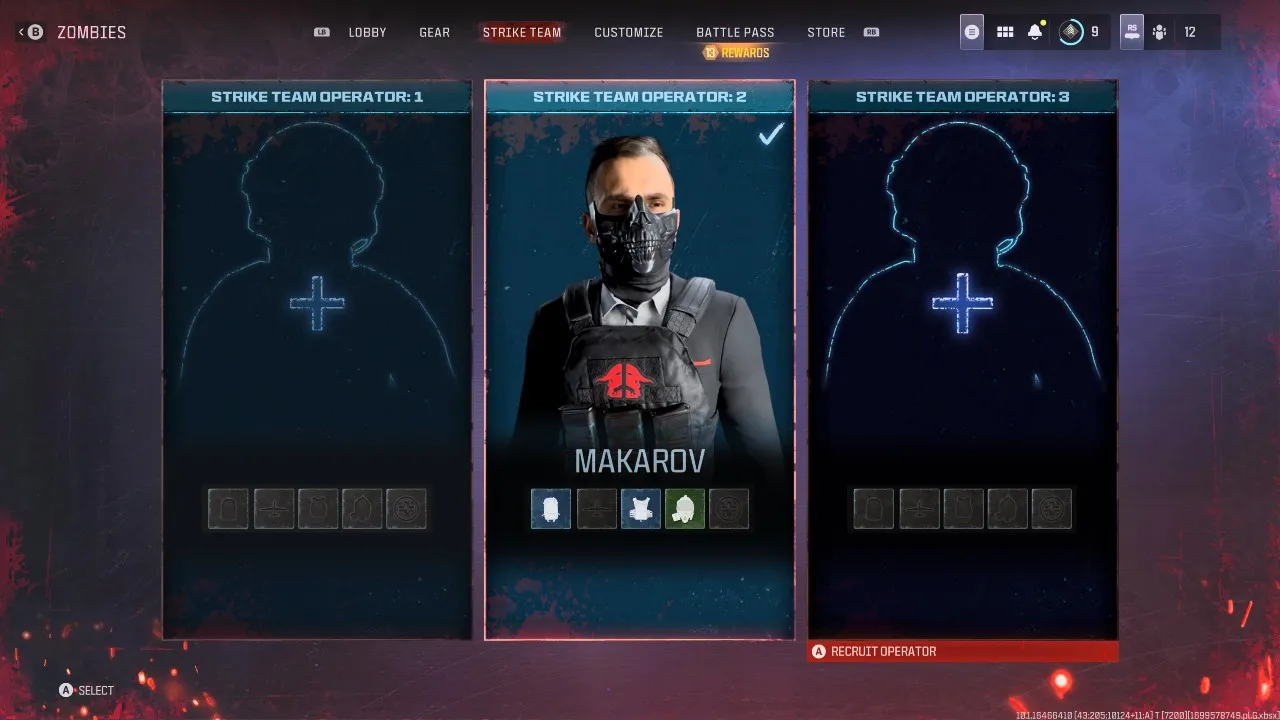 Strike-Team-Operator-select-screen-MW3-Zombies