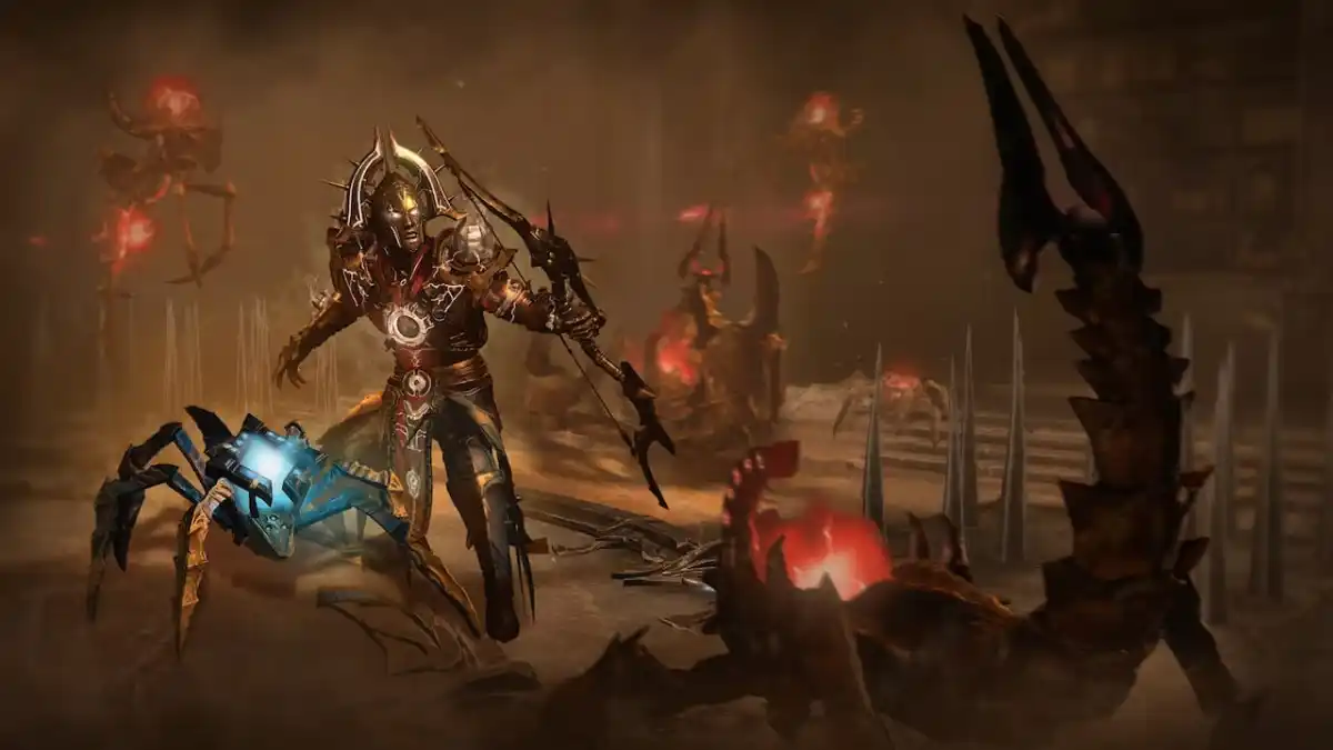 Image showing Diablo 4 Season of Construct Season 3. In the Image is Diablo 4 character with robot companions fighting.