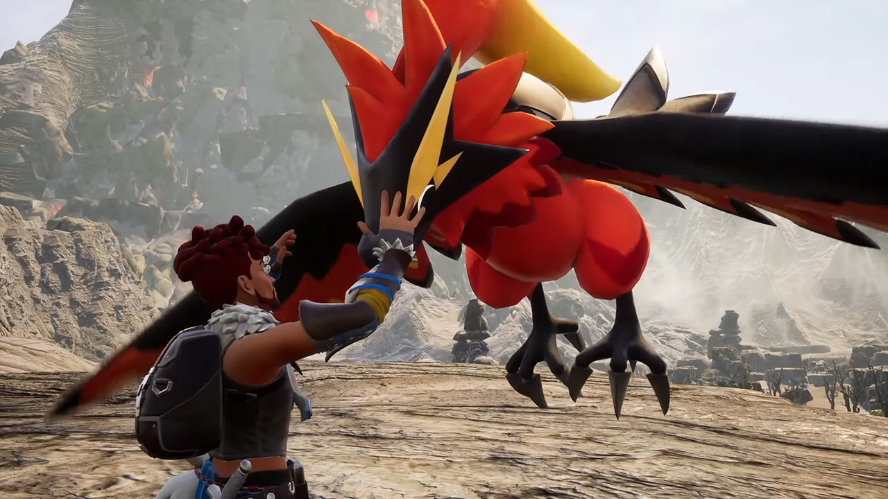 A player petting Ragnahawk in Palworld