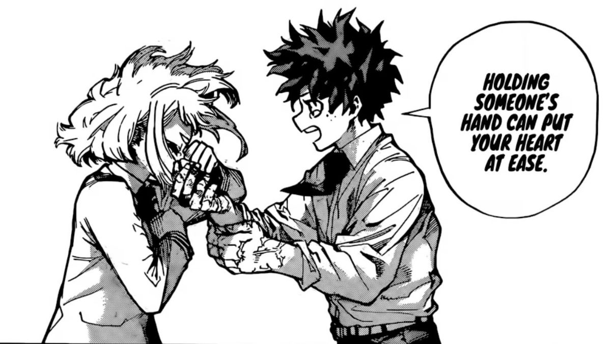 My-Hero-Academia-chapter-430-panel-of-Deku-trying-to-comfort-Ochaco