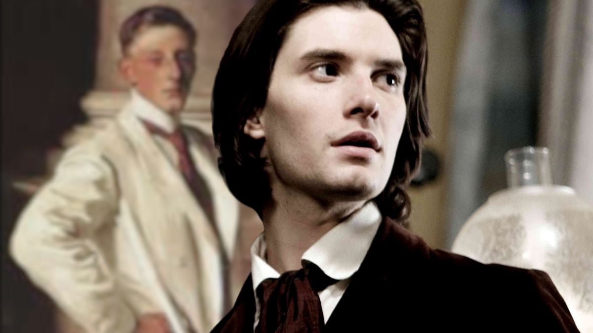 Collage-style image featuring a cover from Oscar Wilde's Picture of Dorian Gray and official Footage from Dorian Gray (2009)