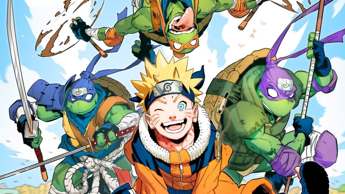 Naruto TMNT crossover comic official cover artwork featuring Naruto Uzumaki with the turtles